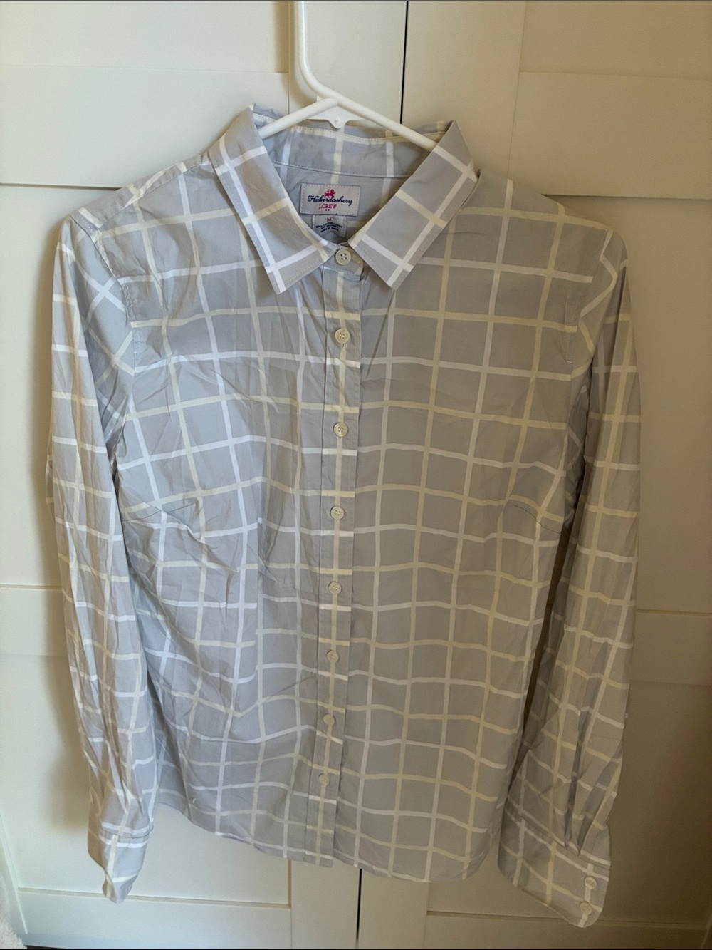 J.Crew Haberdashery Gray and White Windowpane Button-Up Shirt
